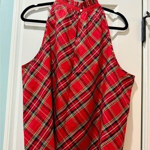J.Crew plaid festive top